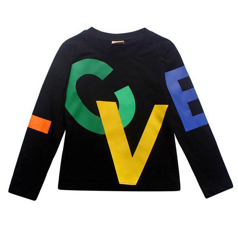 

T-shirts 3-10year Boys Spring/Autumn Cotton T-shirt Fashion Letter Long Sleeve Baby Tees Kids Children Casual Clothing, Blue