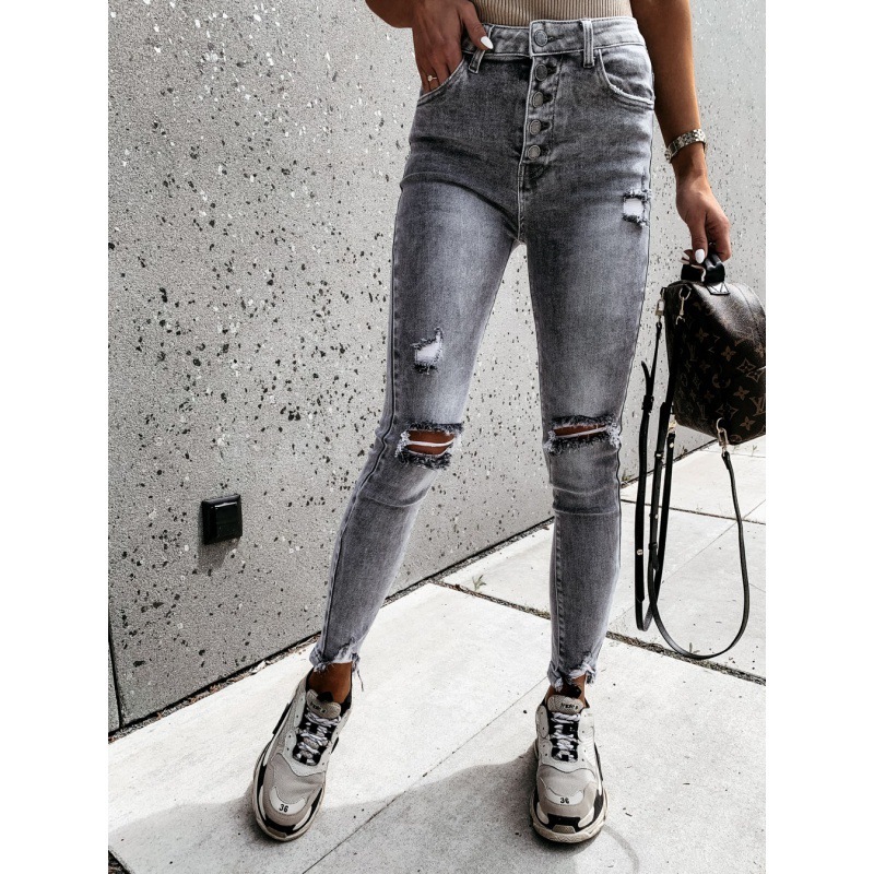 

jeans 2021 street trendsetter fashion hole slim pants, Blue