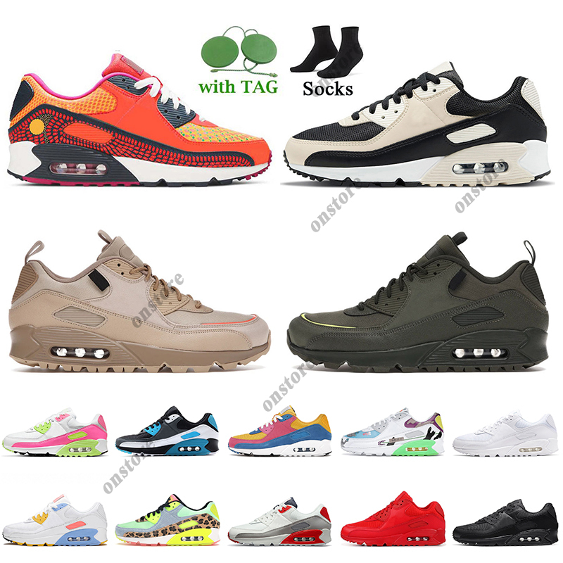 

90 Women Mens Running Shoes 2021 Top Fashion 90s Surplus Desert Camo Cargo Khaki Grey Metaltic Gold Orange Triple White Black Tennis, C37 grey dot 36-45