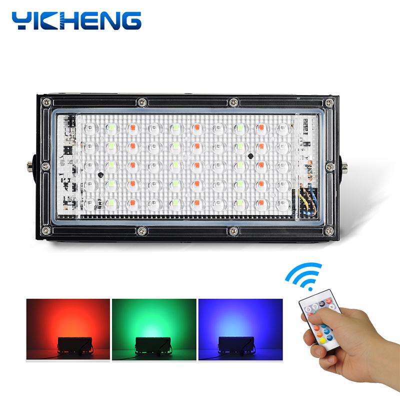 

LED RGB Flood Light AC220V IP66 Waterproof Outdoor Spotlight Reflector With Remote Control Street Lamp For Square Floodlights