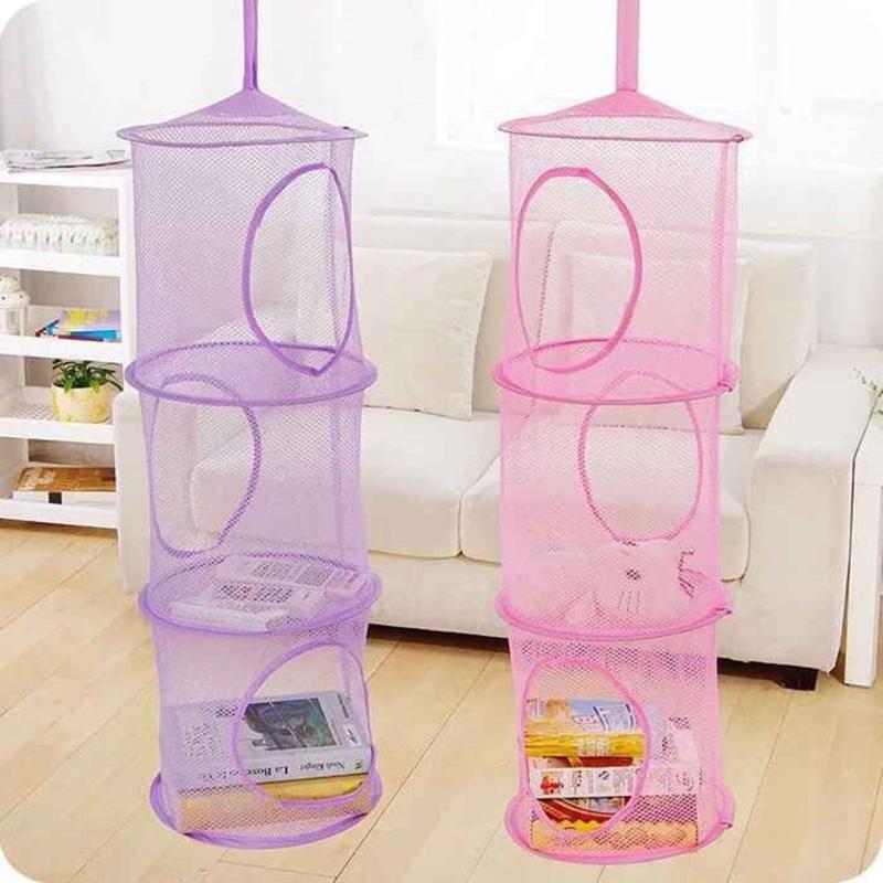 

Storage Boxes & Bins 3 Shelf Hanging Net Organizer Bag Bedroom Door Wall Closet Organizers Cage Clothes Bra Drying, Blue