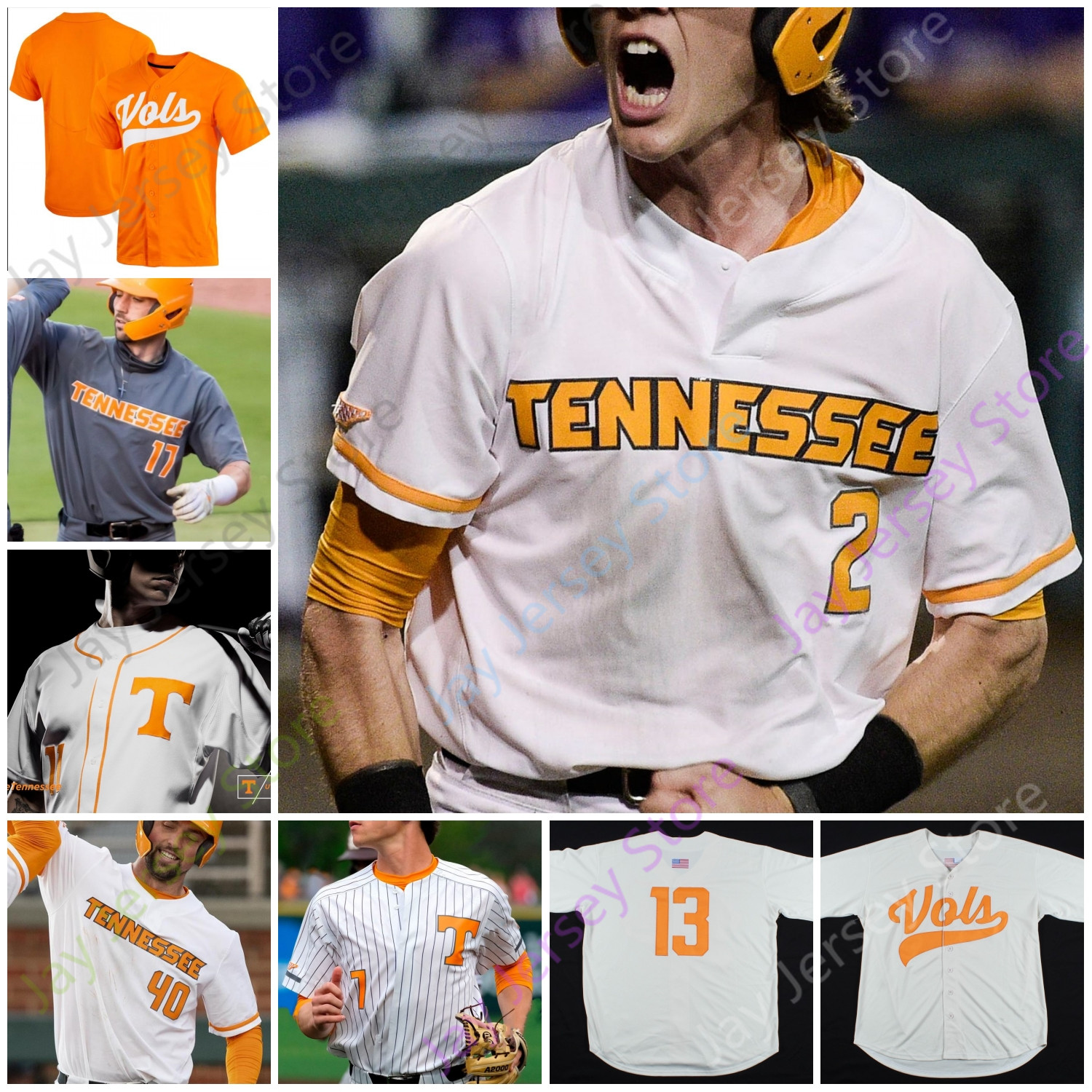 

Tennessee Volunteers Baseball NCAA College Jersey Nick Senzel Beck Blade Tidwell Max Ferguson Drew Gilbert Matt Duffy, White i