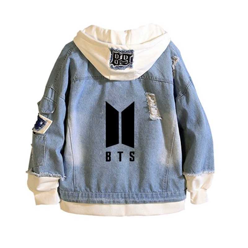 

Bulletproof Youth League BTS peripheral sweater spring and autumn men's Hoodie Korean fashion fake two denim coats, B powder picture