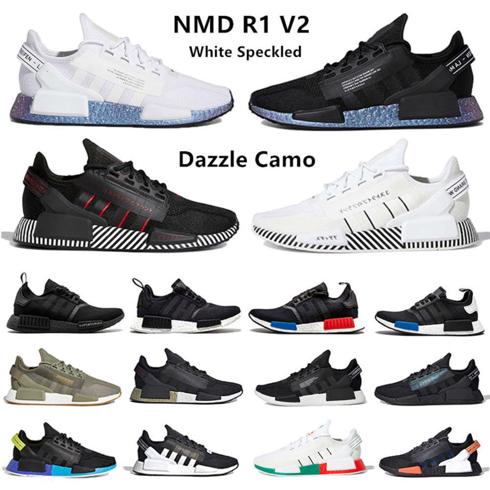 

Dazzle camo nmd r1 v2 mens running shoes White Speckled aqua tones mexico city metallic core black munich oreo green men women outdoor mikii, Color#1