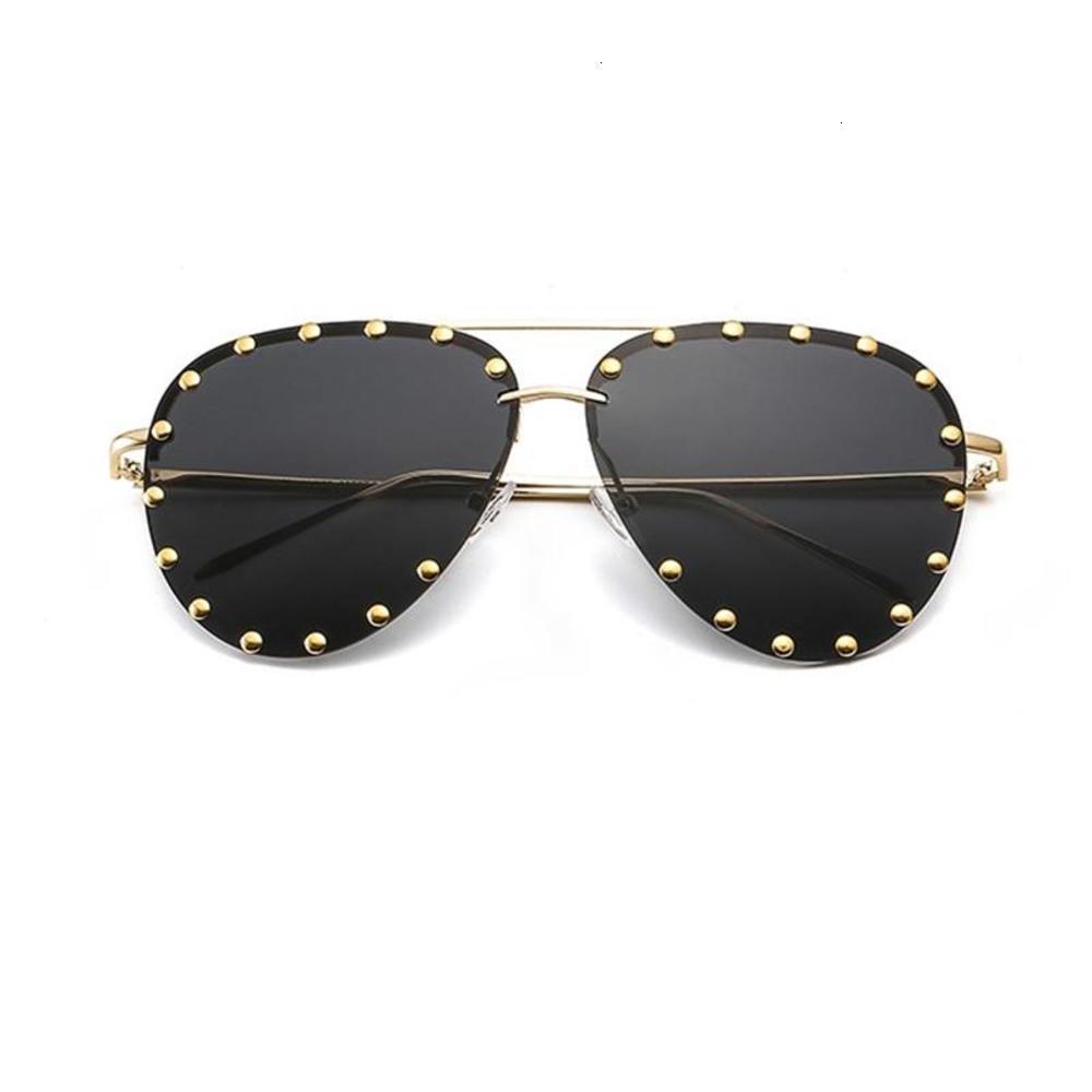 

sunglasses Fashionable sun frames Designer Classic Metal 2021 Fashion Rimless Brand Pilot Women's Ladies Sunglasses Vintage Oculos Feminino, Black