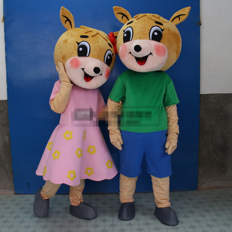 Mascot Costumes Sika Deer Couple Mascot Costume Suits Party Game Dress Outfits Promotion Carnival Halloween Xmas Easter Adult AD Clothes-image-748264641