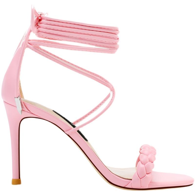 

Sandals Summer 2021 Net Red High-heeled Stiletto Woven Word With Sexy Straps Fairy Style Fashion Roman, 8cm