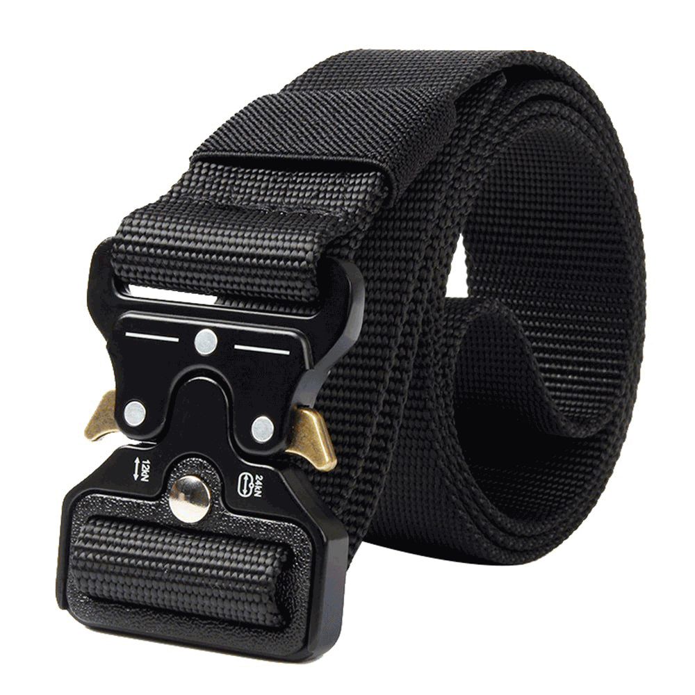 

Tactical Belt Military Style Webbing Riggers Web Waistband Heavy-Duty Quick-Release Metal Buckle Men Multifunctional Training Belts, Black;brown