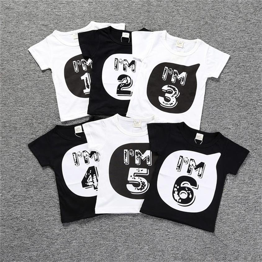 

kids cotton t shirts im 1 2 3 4 5 6 old boys girls birthday summer baby clothes toddler infant, Blue