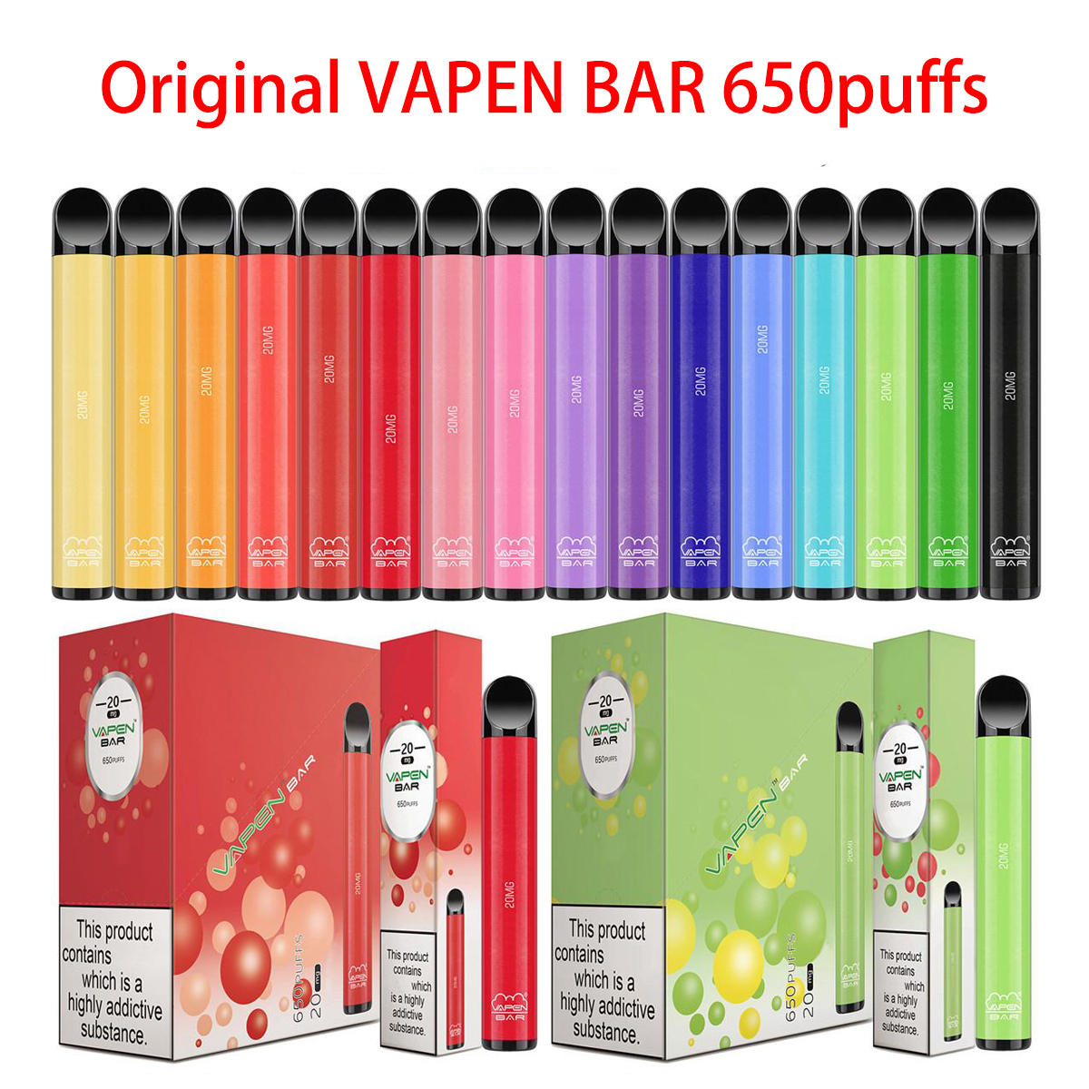 

Original VAPEN BAR 650 Puffs Disposable Electronic Cigarette 20mg 500mAh