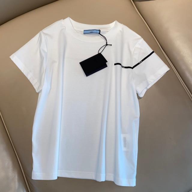 

Triangle line letter top spring and summer 2021 new simple round neck slim short sleeve casual T-shirt for women, White