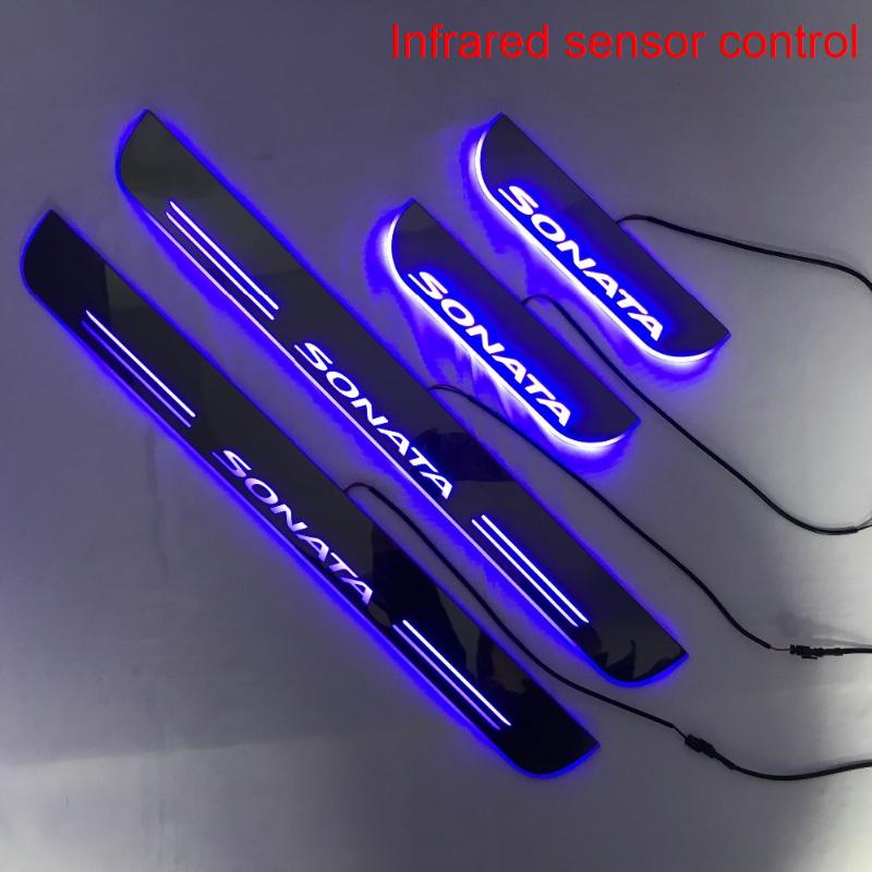 

Infrared Sensor Control Led Door Sill Plate Strip Welcome Light Threshold Guard Protectors For Sonata Interior&External Lights