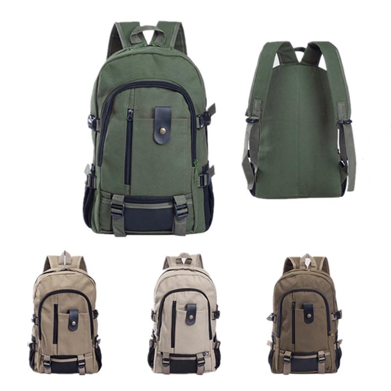 

Backpack Men's Canvas Large-capacity Schoolbag Explosion Solid Color Rucksacks Fashion Casual Travel Sport Bag, Army green