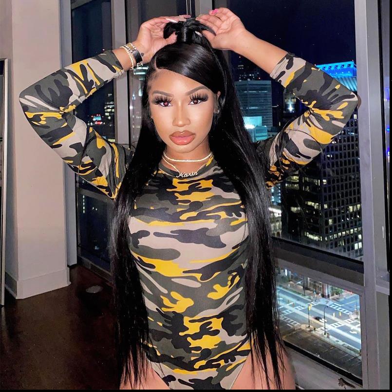 

Autumn Winter Long Sleeve Printed Women Rompers Bodycon Camouflage Slim Bodysuit Playsuit Fall Clothes Streetwear, Black;white