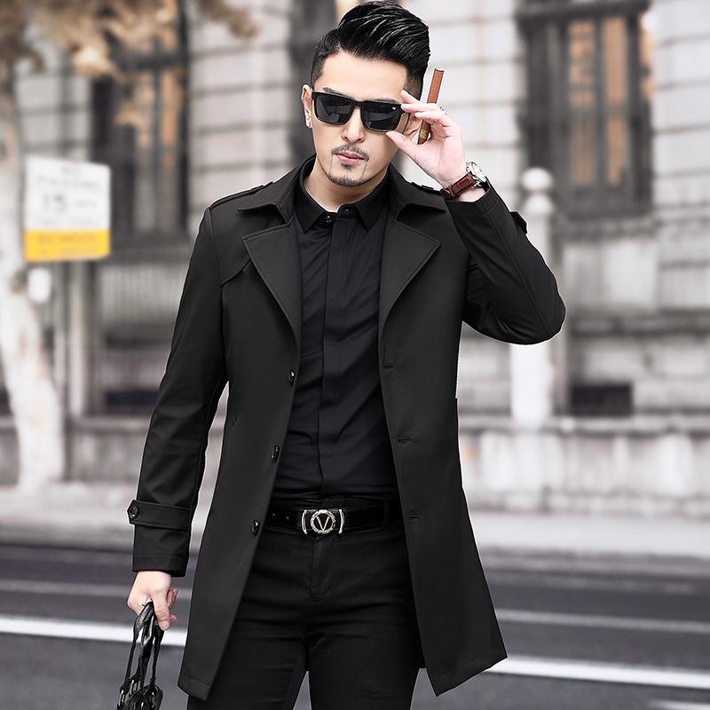 

Men's Trench Coats And Autumn Period The Windbreaker Young Middle-aged Men Coat Wholesale Business Leisure Travelers, Black