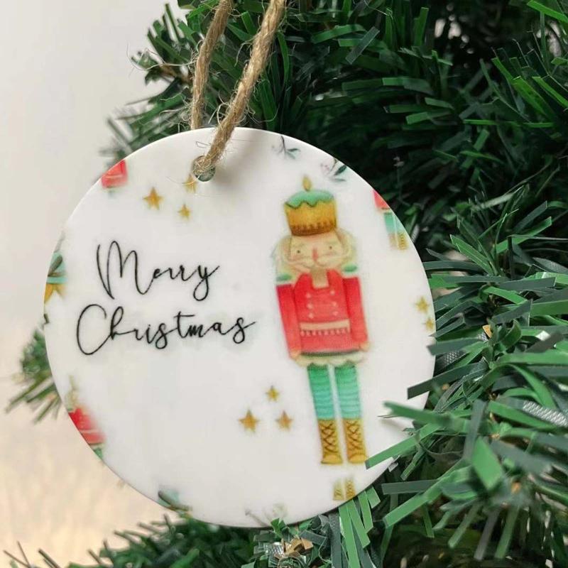 

Christmas Decorations 1Pcs Hanging Ornaments Cute Round Sign Pendant For Wedding Tree Year Door Living Room Bedroom Decor