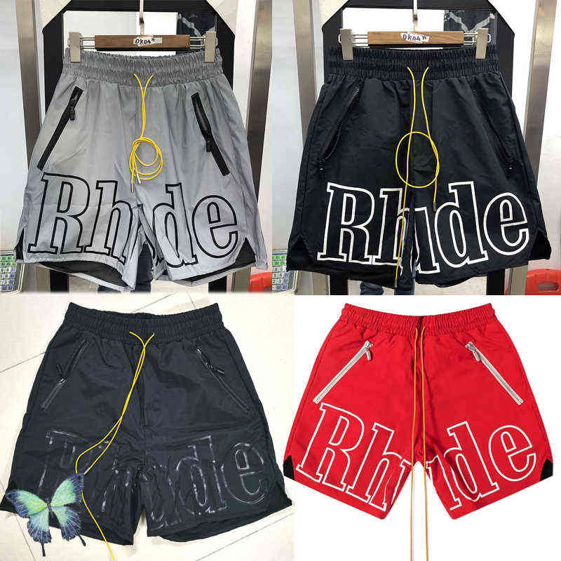 

Rh Shorts Men Women Big Hip Hop Short Pants Pocket Breechcloth Yellow Drawstring Pill Zipper Head G1224
