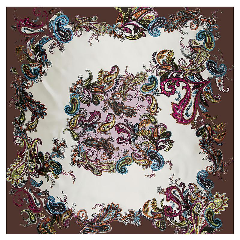 

Scarves Fashion Scarf For Ladies 2021 Design Women Hijab Silk Satin Shawl Scarfs Color Cashew Flower Head, Blue;gray