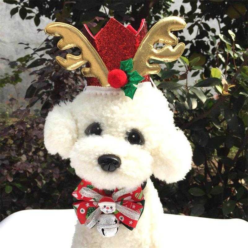 Christmas pet bow tie Santa style bell collar dog and cat pet Christmas cute decoration bow tie