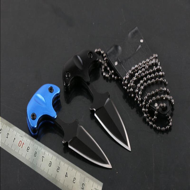 

EDC-7.3cm Tactical Cold chain Neck Knife Fixed Blade Outdoor Camping Survival key Overall Steel Self-defense faca Portable Mini Buipw