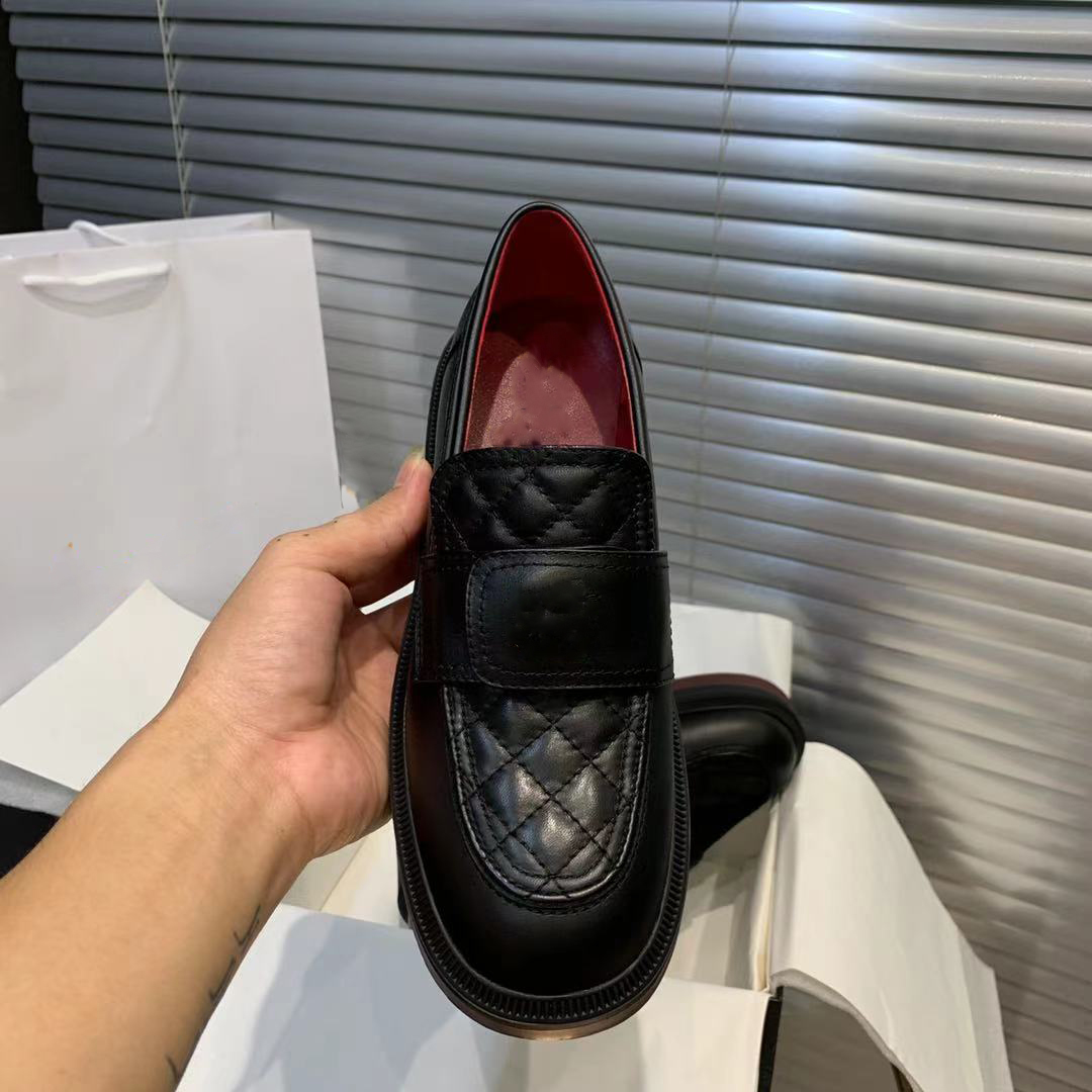 

2022 Luxury Designer loafers good quality Dress Shoes calfskin popular fashion hot 5cm heel high, Black