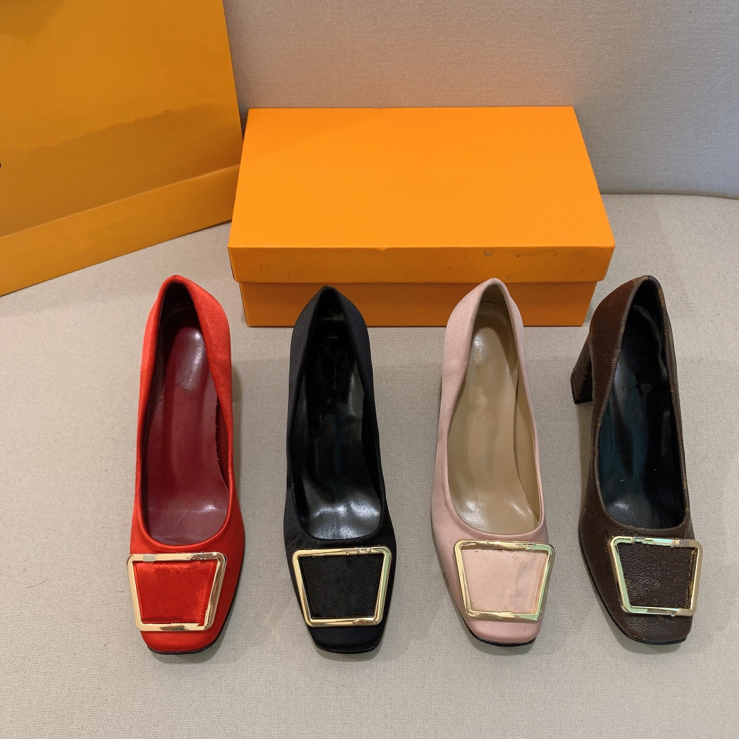 

Women Dress Shoes High Heels Womens Luxury Designer Genuine Leather Pumps Lady Wedding Buckle Sexy Sandals Black Golden Heel Gold Sandal Top Quality