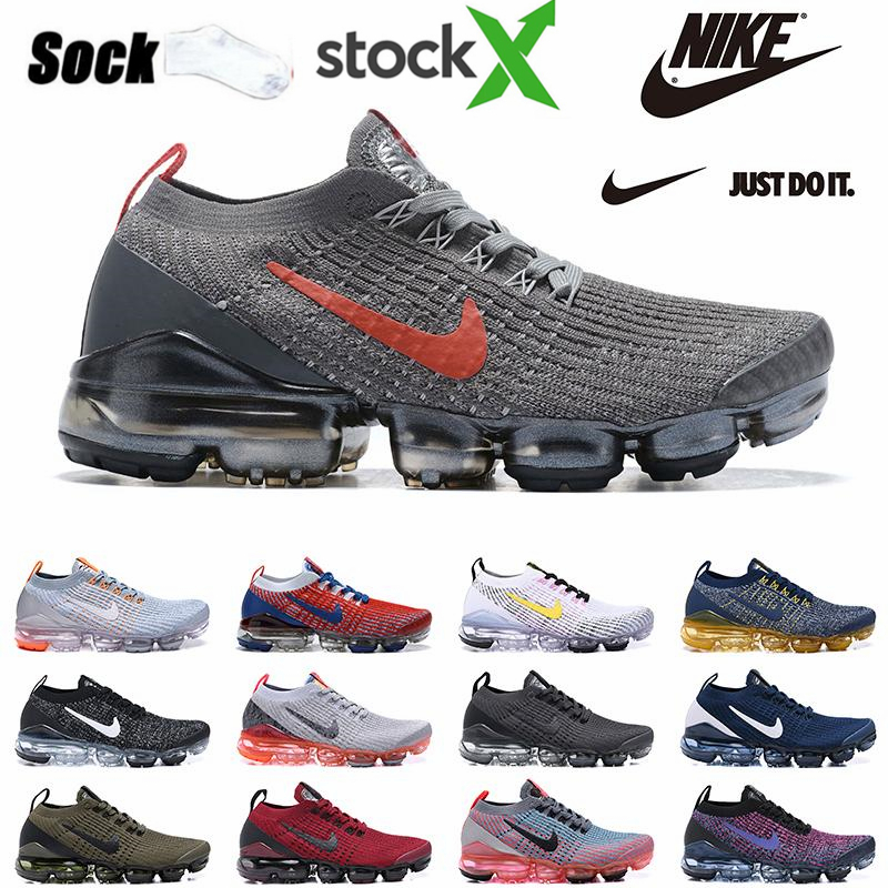 

Nike Air Vapormax Flyknit 2.0 3.0 Running Shoes For Mens Womens FK Trainers Triple Black White Oreo Off Vapor Max Plus Racer Blue Sports Sneakers, 27