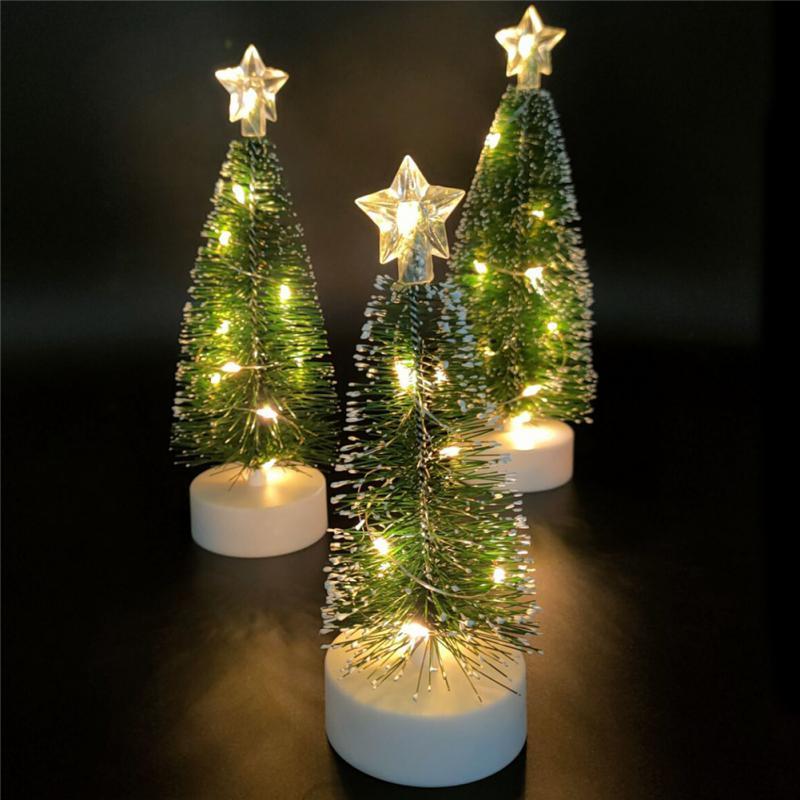 

Christmas Decorations LED Tree Lights Desktop Ornaments Miniature Ambient Light Simulation Xmas Crafts Home Year Supplies