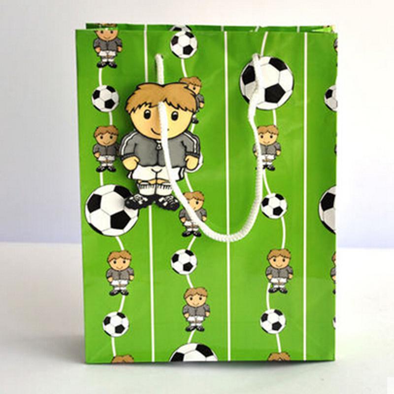 

6pcs Gift Paper Bag Soccer Boy Birthday Party Decoration Cartoon Small Tote Package Pack Favors Eco-Friendly Wrap
