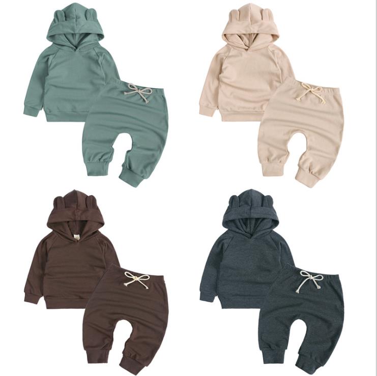 

Autumn Kids Baby Boy Girl Clothes Long Sleeve Hooded Tops Pant 2PCS Baby Clothing Sets, Gray