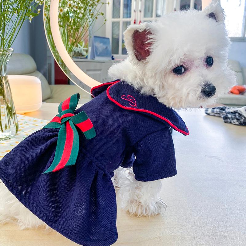 

Dog Apparel College Bow Skirt Summer Teddy Bear Bomei Small Milk Clothes Comfortable Pet Cat Clothing Skirts Dress Woman