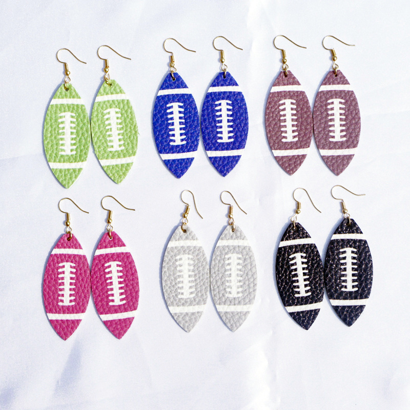 

Trend sport Baseball Basketball PU leather Rugby Earrings Simple Fashion Earrings for Women