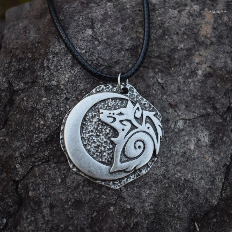 

12pcs Young Wolf And Moon Pendant Necklace Norse Animal Pendants Sanlan Jewelry Chains