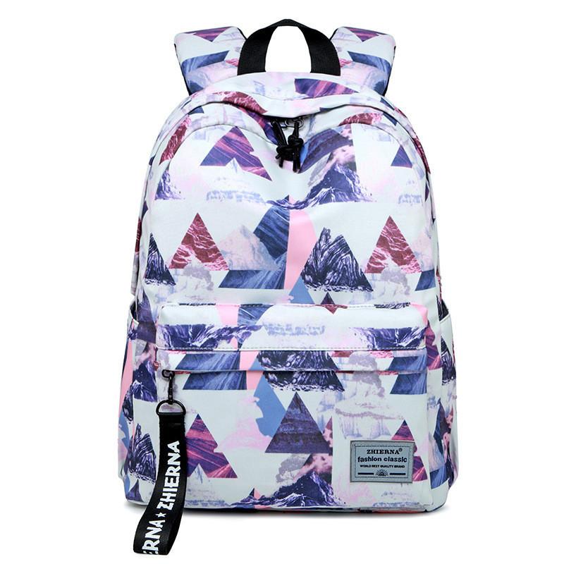 

Backpack Fashion Water Resistant Nylon Women Landscape Printing Female School Rucksack Girls Daily College Laptop Bagpack, Black