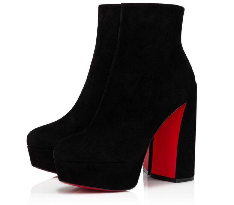 

Elegant women Luxurys Winter Luxury Red Bottom Movida Booty boot Suede Brown Black Designers High Heels Lady Zipper Booties Dress Wedding EU35-43