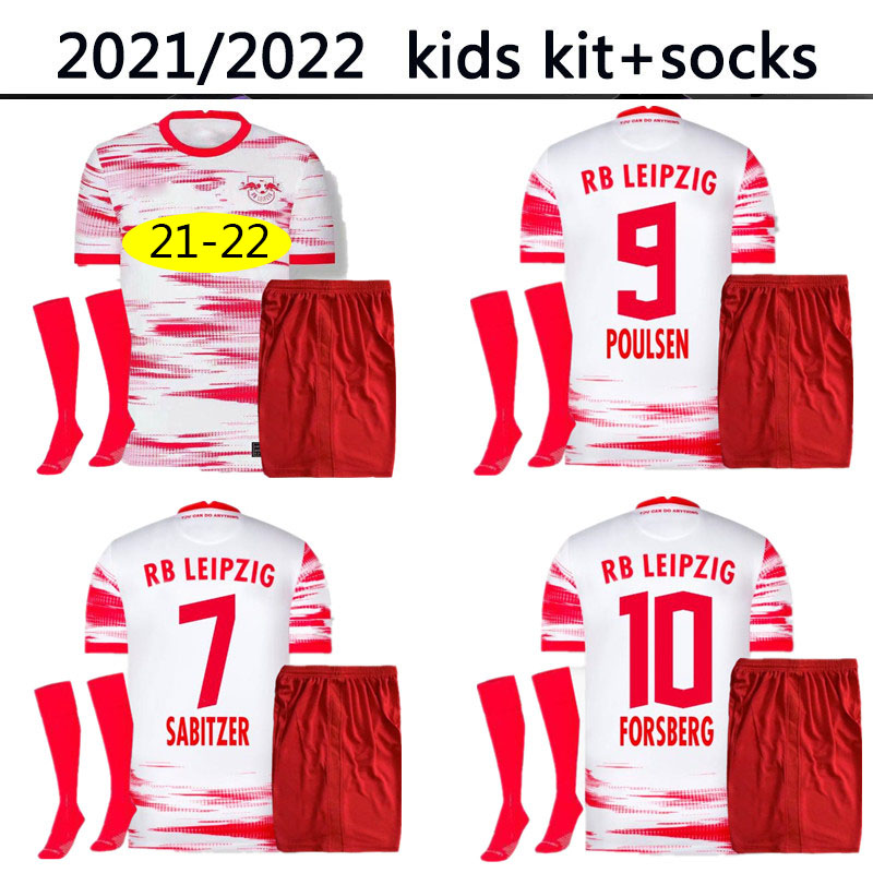 

21/22 soccer jerseys kids kits +socks boys RBL POULSEN FORSBERG 2021 2022 Bundesliga SABITZER ADAMS OLMO camisetas de fÃºtbol Football shirt, Black