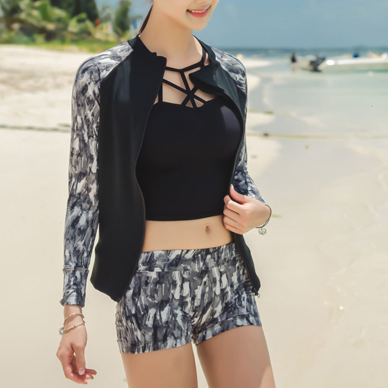 Bikini Three Piece High Waist Slim Swimsuit-image-674203496