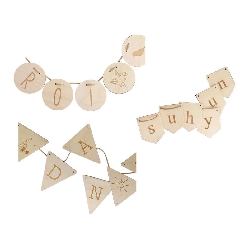 

Bedding Sets 28EC 1 Set Natural Wooden Slices Tag With Rope Basswood Letters Card Hanging Banner, Red