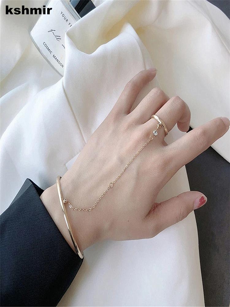 

The Female Geometric Bracelet One-piece Back Ring Chain Long Metal Party For Men And Women Bangle