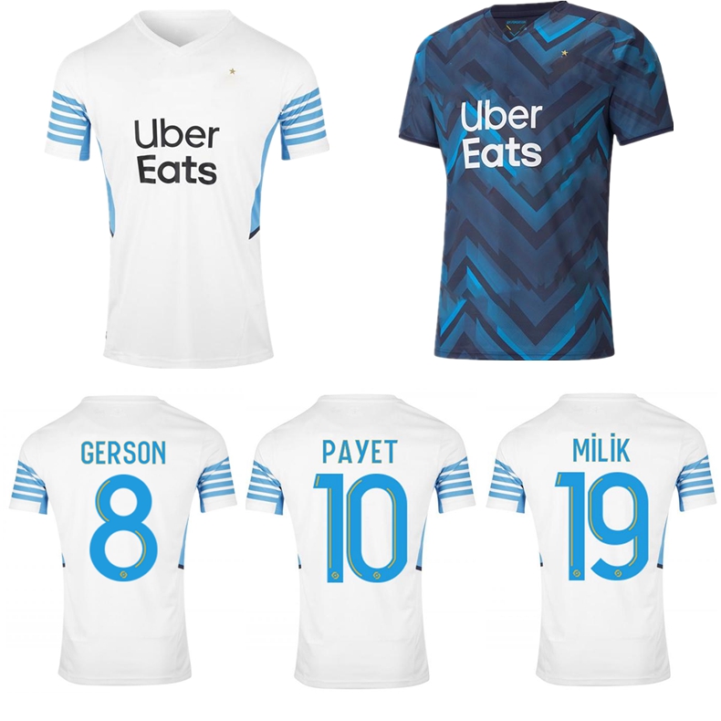 

2021 2022 Olympique De Marseille soccer jerseys 21 22 OM GUENDOUZI GERSON KONRAD MILIK KAMARA LUIS HENRIQUE football shirt PAYET, Home jersey
