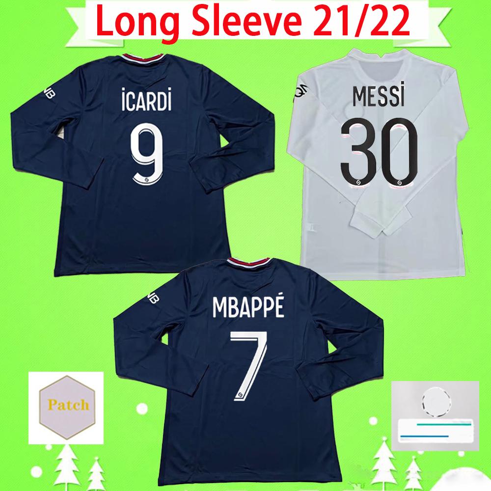 

#30 MESSI long sleeve full Maillot de foot paris 2021 2022 soccer jerseys #4 SERGIO RAMOS third home away fourth 21 22 MBAPPE HAKIMI footbal, Black;yellow