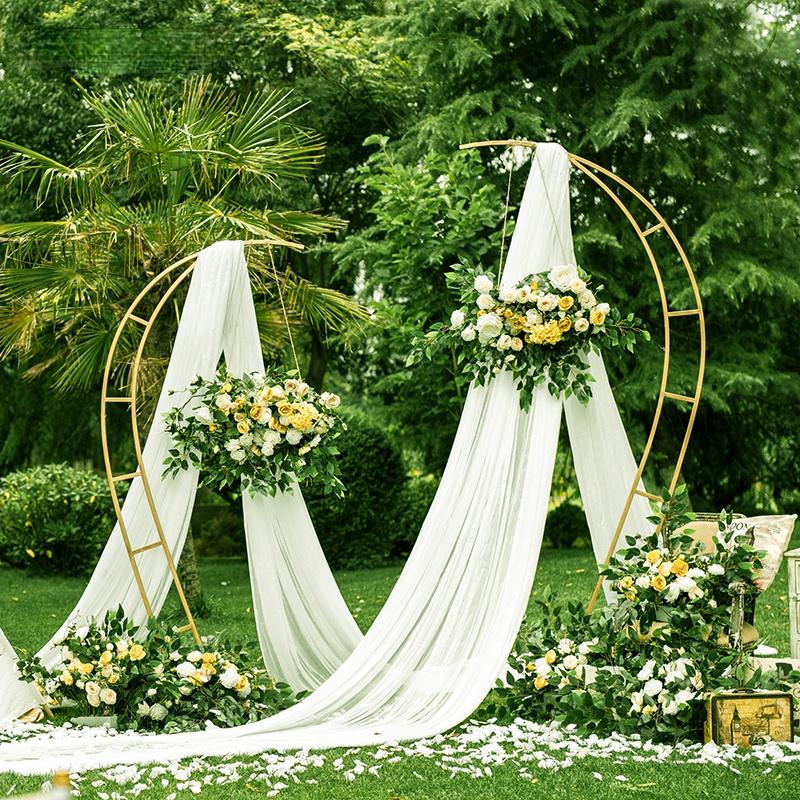 

Decorative Flowers & Wreaths Wedding Heart Shaped Arch Flower Stand Scene Arrangement Props Party Ornaments Arches Geometry Decoration, Gold 2.1m add 2.5m