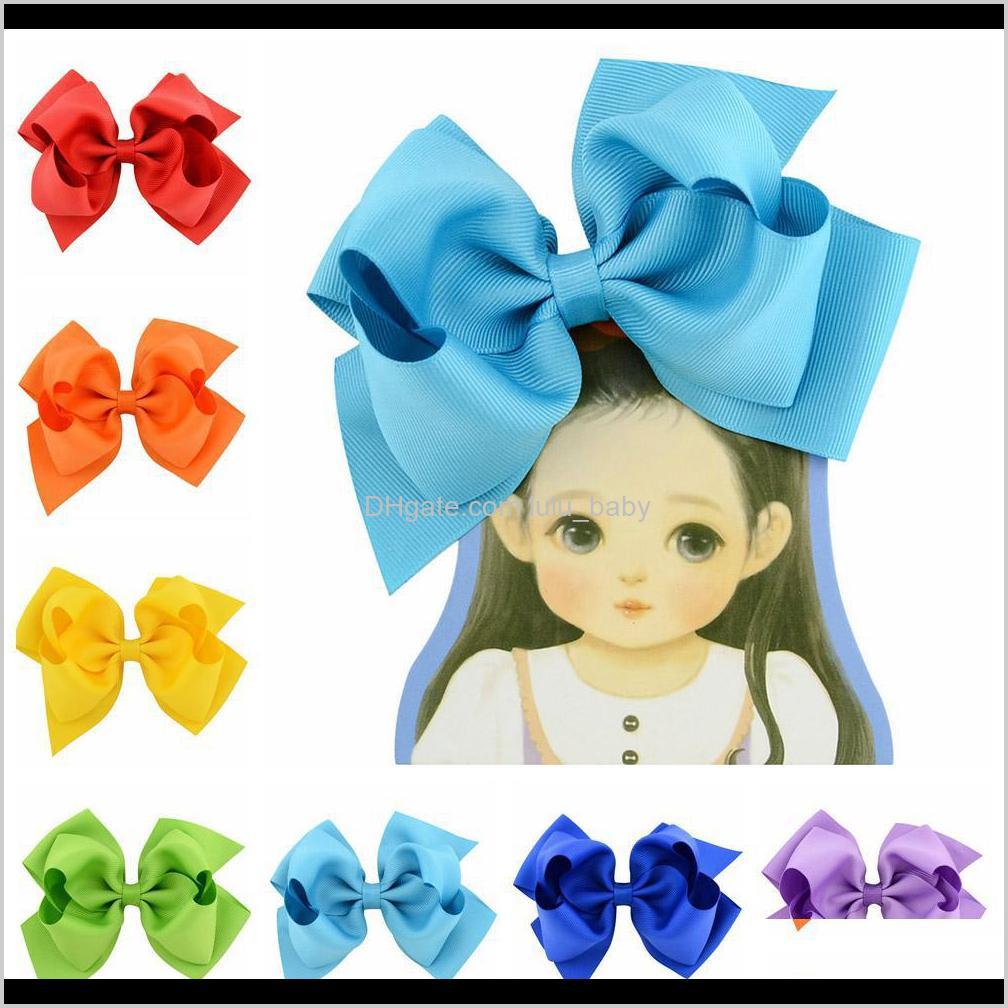 

6Inch 6 Inch Double Stacked Hair Bow Solid Ribbon For Kids Girls Baby Boutique Hair Accessories With Clip Headwear 9Px7N Yjbkm