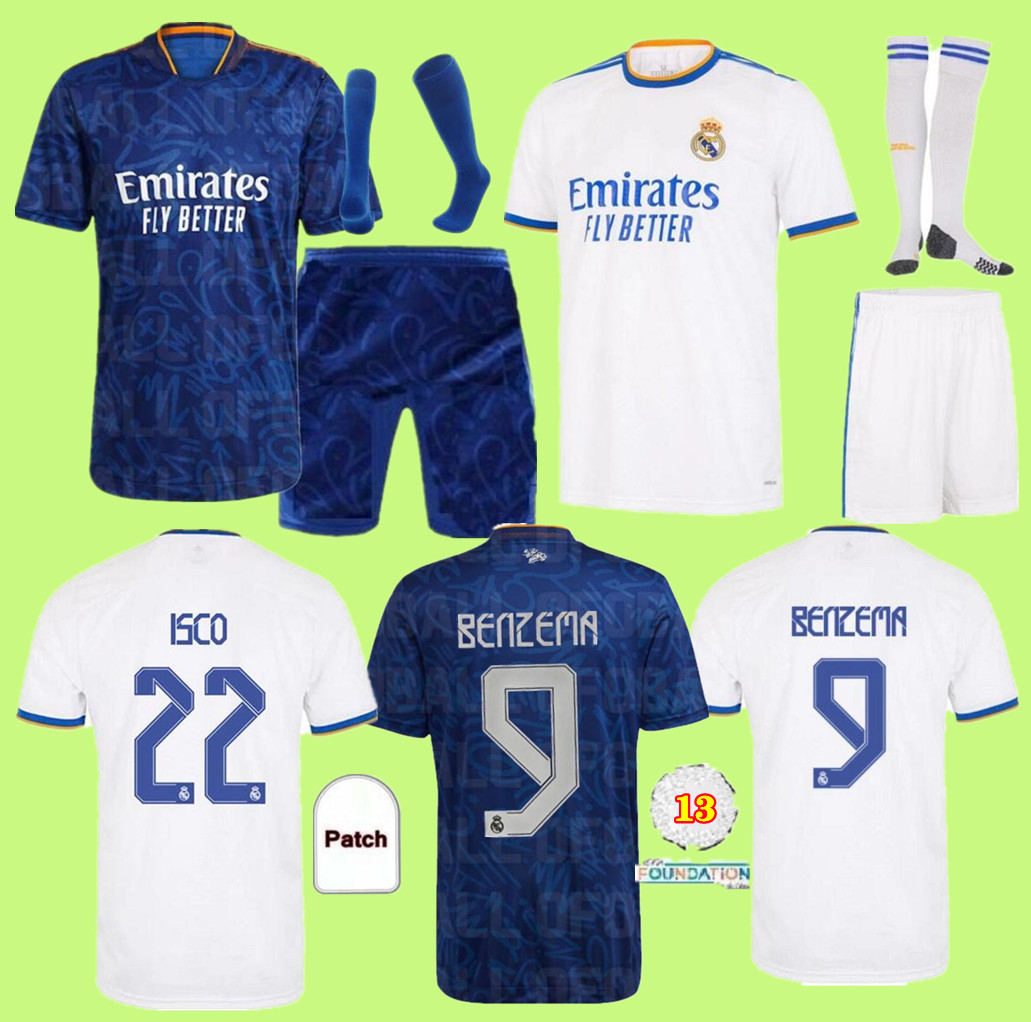 

Adult kids 21 02 03 Real Madrid Soccer Jersey kits 2021 2022 SERGIO RAMOS HAZARD JOVIC VINICIUS BENZEMA MODRIC Football shirts child unifor, Black