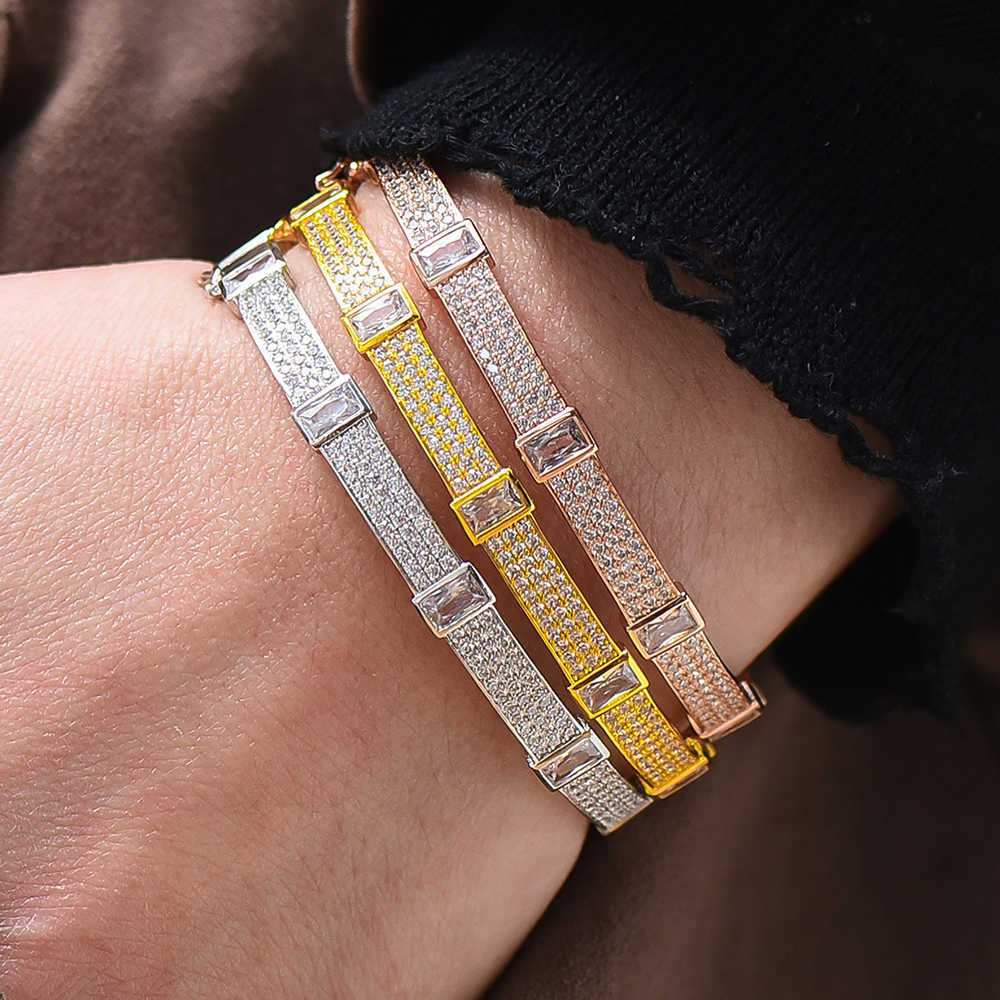 

Missvikki New Sweet Romantic Luxury Fashion Shiny Bangle Bracelet for Women Wedding Engagement Party Show Jewelry High Quality Q0720