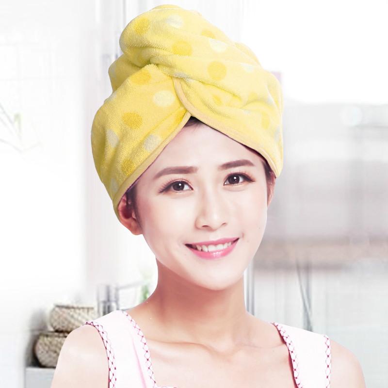 

Towel ZhangJi Polka Dot Hair Dry Cap Wrap Turban Microfiber Drying Bath With Button Bathroom Magic Hat, Pink