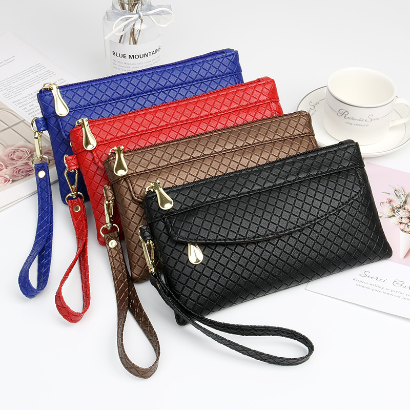 

High quality leather Evening bag small fresh female stylish mobile phone change hand hold multiple colors Special offer, Black