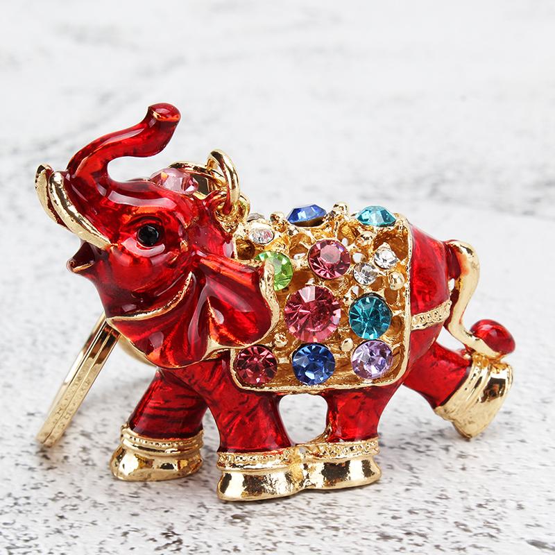 

Keychains Rhinestone Keychain Car Key Holder Drop Elephant Women Bag Ornaments Pendant Small Gift Animal Trendy Alloy Decor