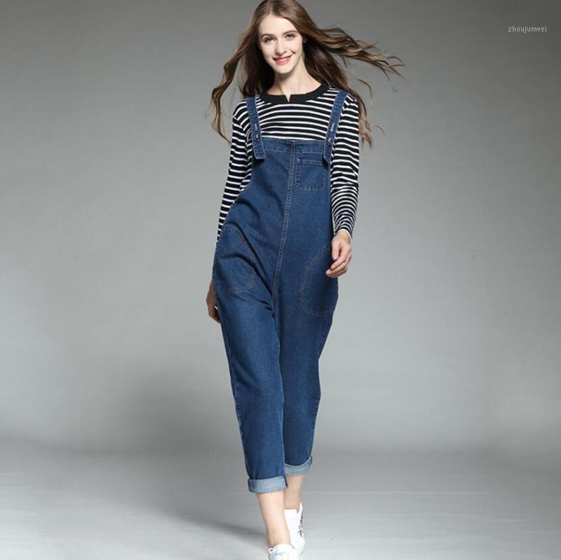 

Women's Jumpsuits & Rompers Plus Size Denim Overalls High Quality Women Fashion Casual Suspenders Loose Literary, Blue