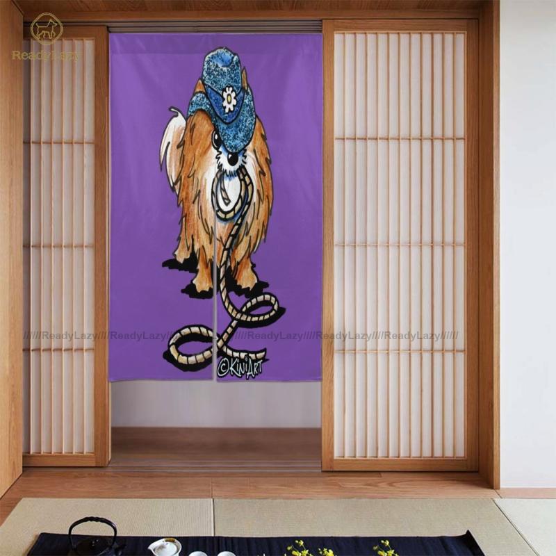 

Pomeranian Curtains Living Room Decorative Door Curtain Double Printed & Drapes